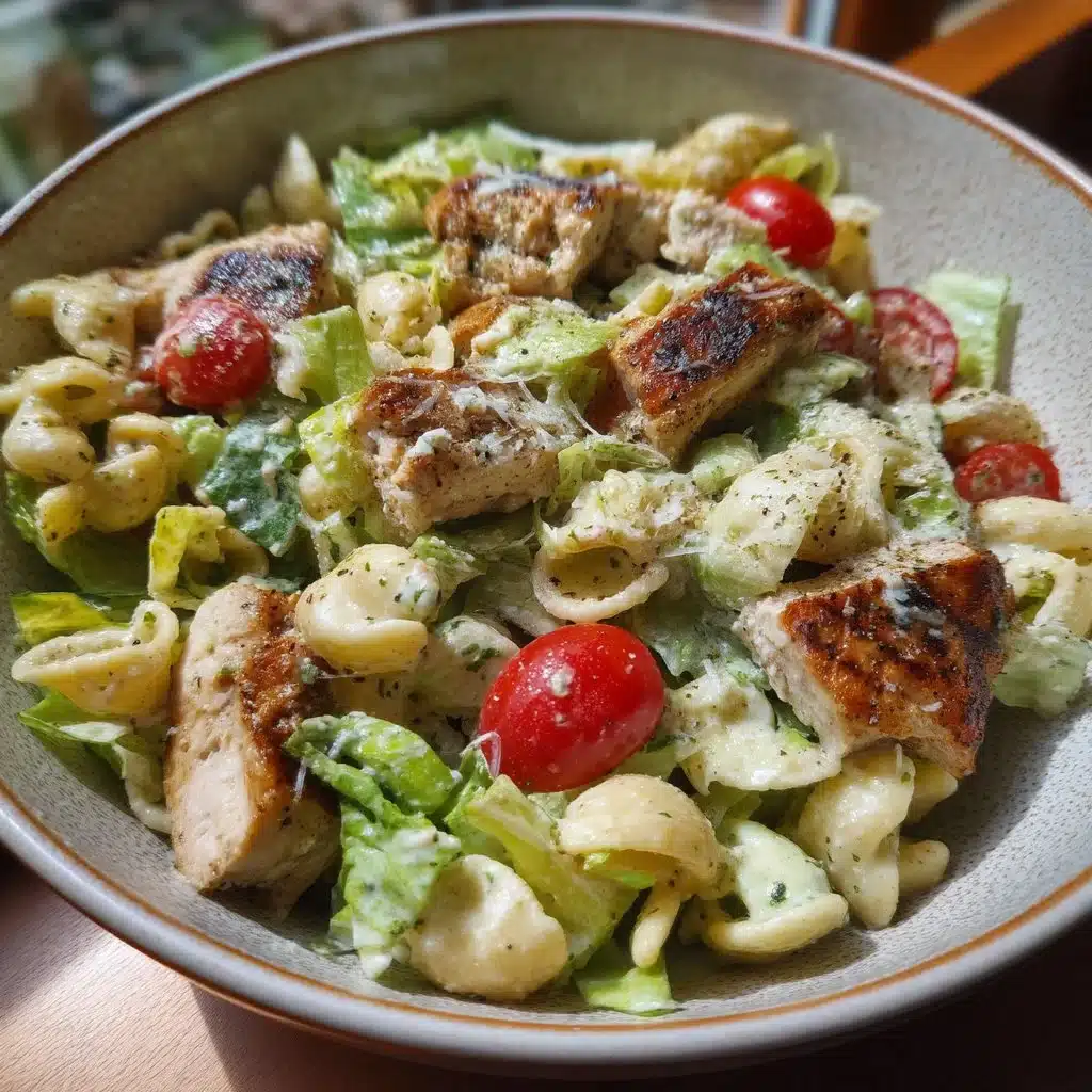 Easy Spring Chicken Caesar Pasta Salad