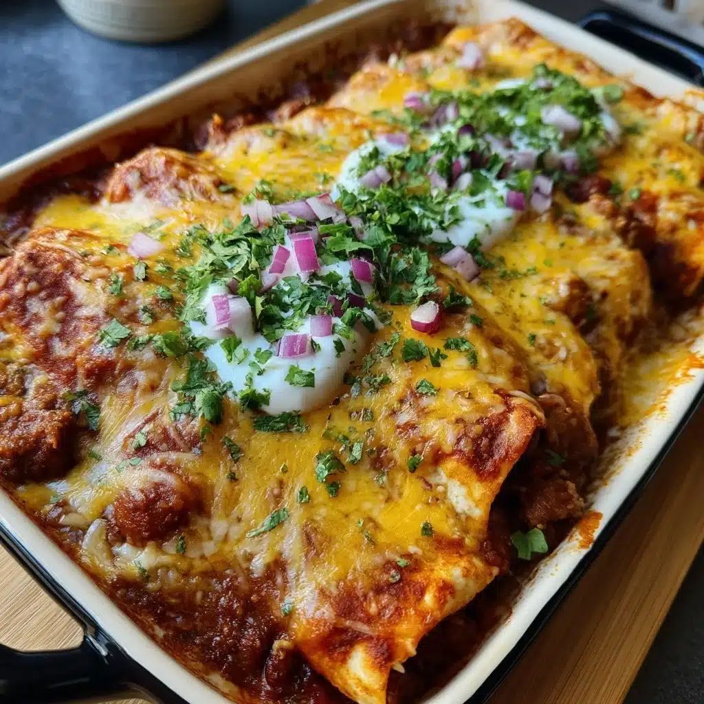 Simple Beef and Bean Enchilada Bake