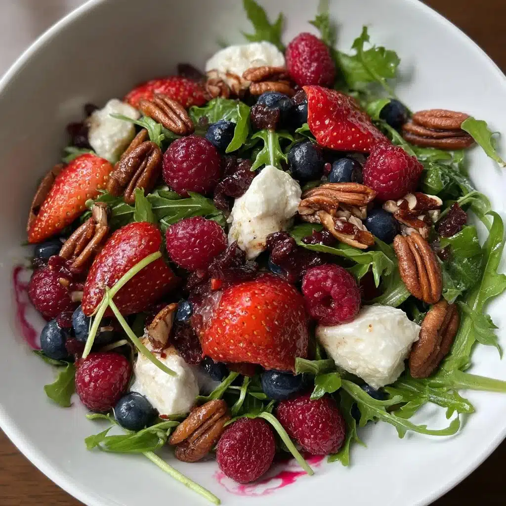Arugula Salad with Berries, Goat Cheese & Candied Pecans