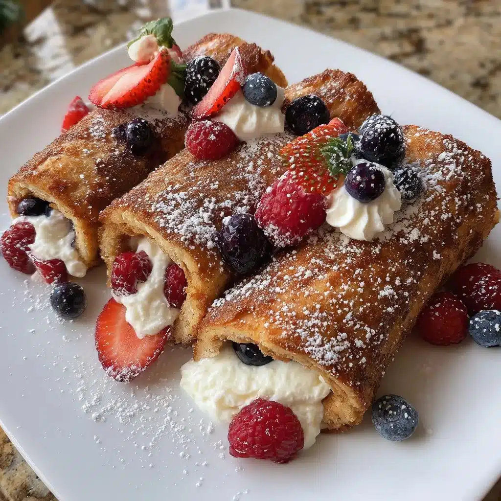 Berry Mascarpone Stuffed French Toast Roll-Ups