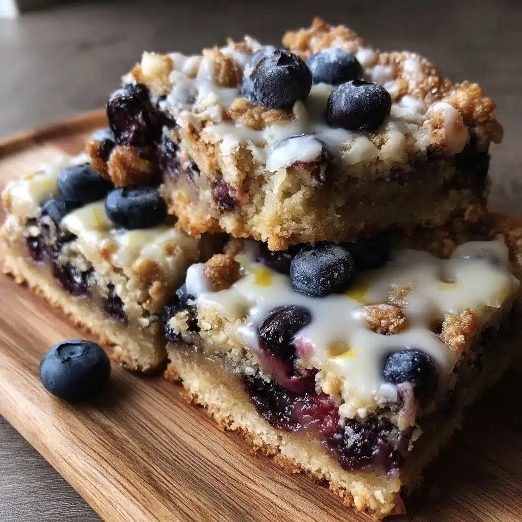 Blueberry Crumble Bars with Lemon Icing