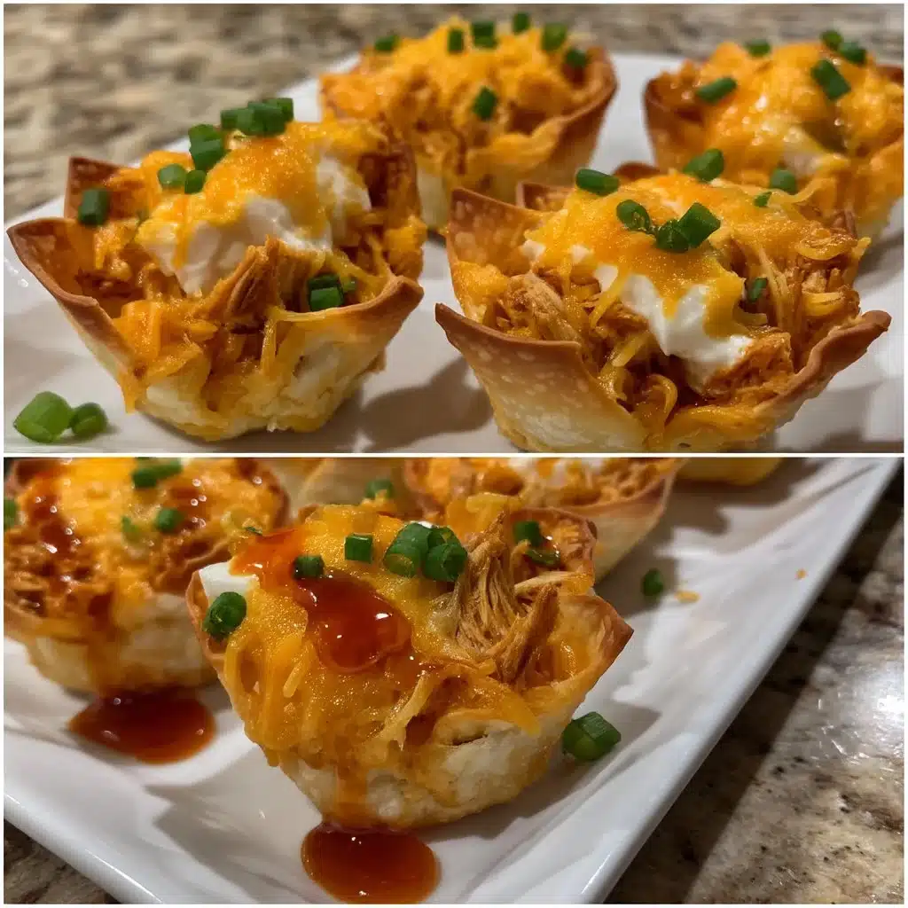 Buffalo Chicken Wonton Cups