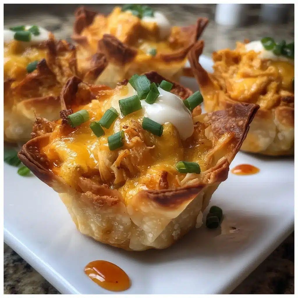 Buffalo Chicken Wonton Cups