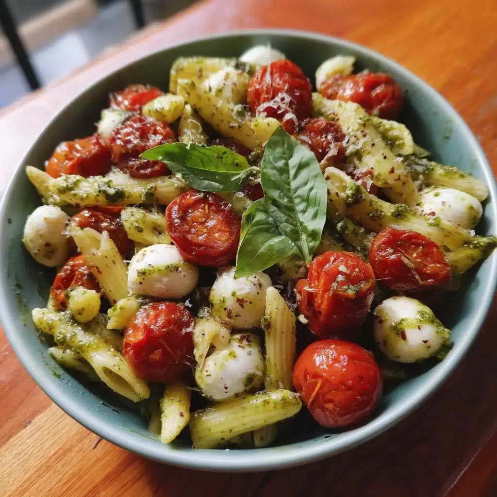 Caprese Pesto Pasta Salad with Roasted Tomatoes