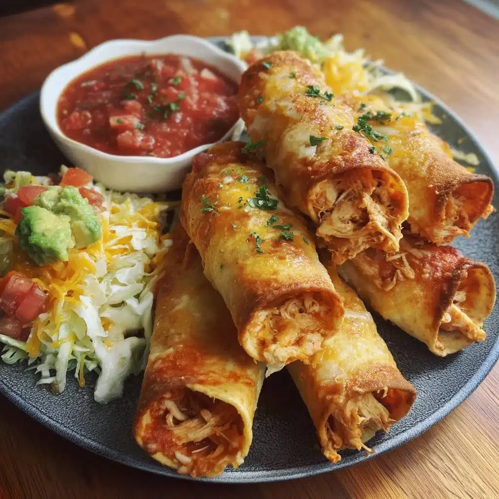 Crispy Baked Taquitos with Salsa Dip