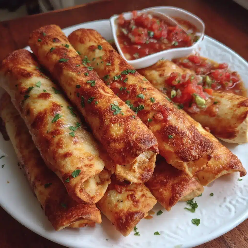 Crispy Baked Taquitos with Salsa Dip
