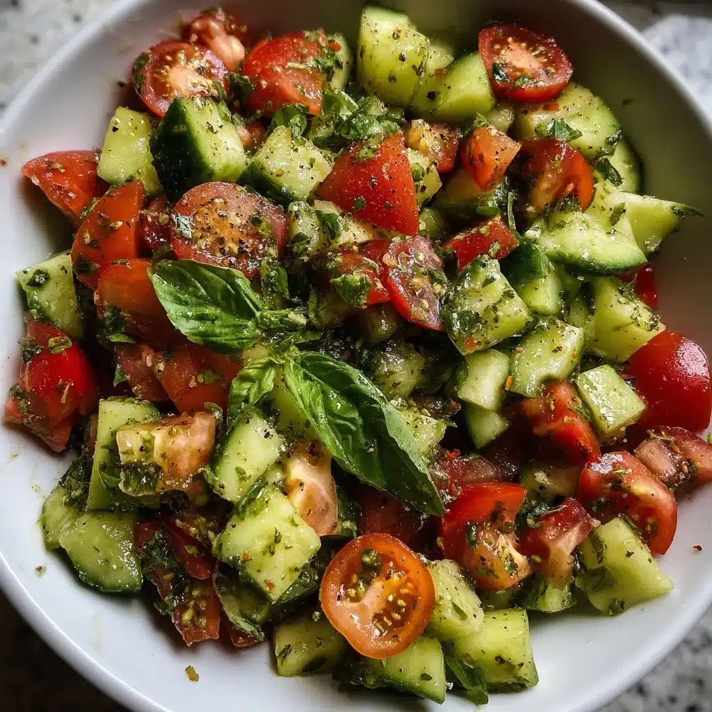 Cucumber Tomato Salad with Basil Vinaigrette
