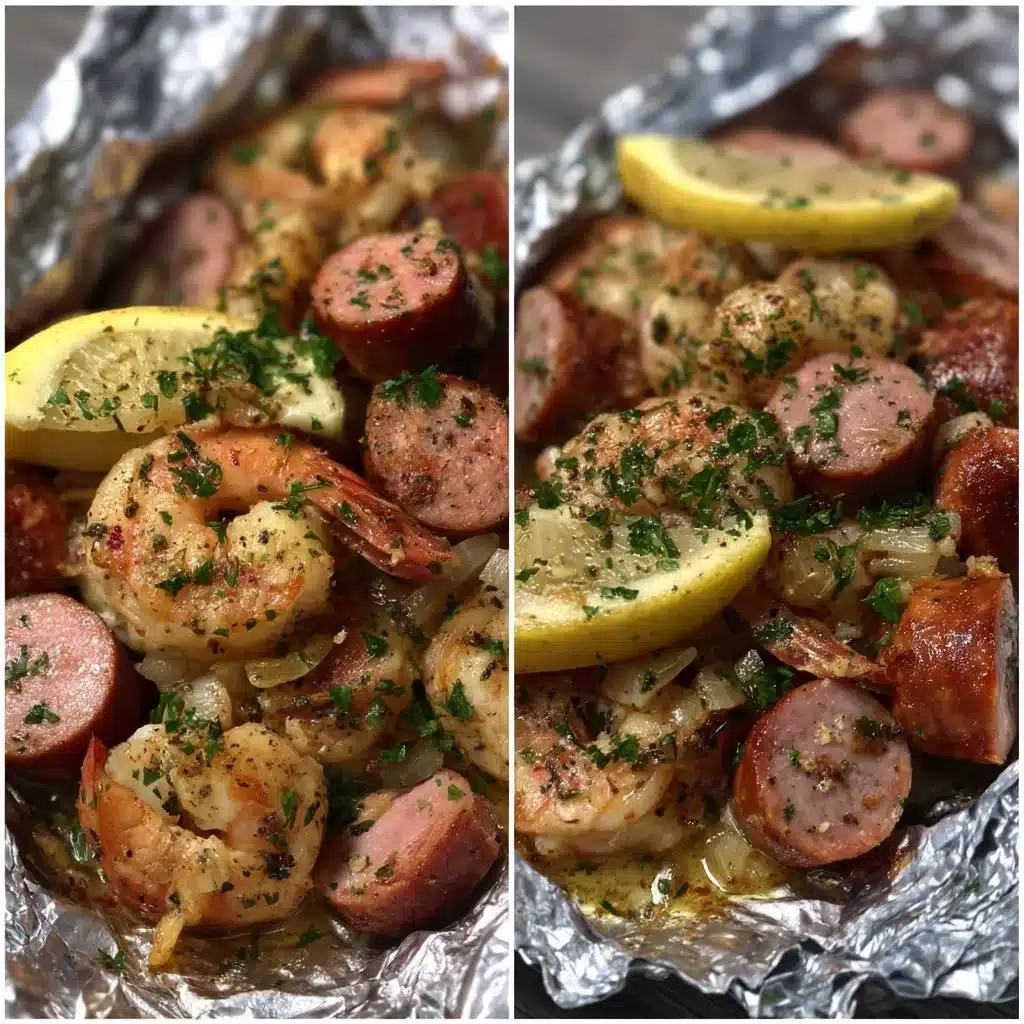 Foil Packet Garlic Butter Shrimp and Sausage