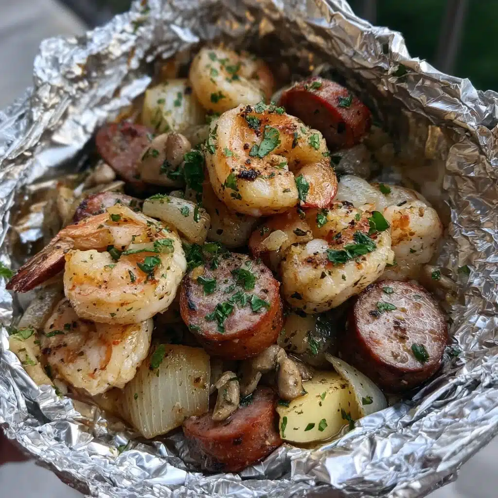 Foil Packet Garlic Butter Shrimp and Sausage