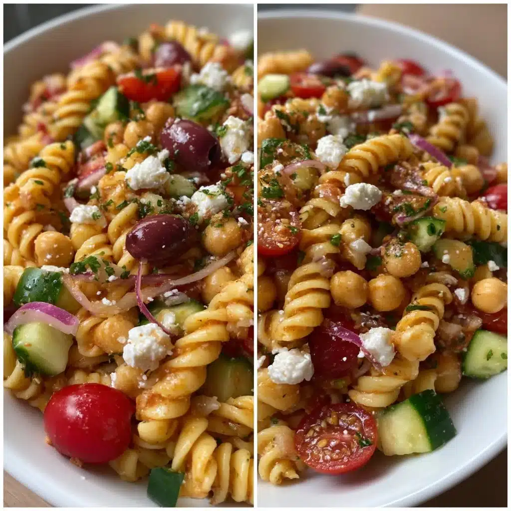 Greek Pasta Salad with Chickpeas and Feta