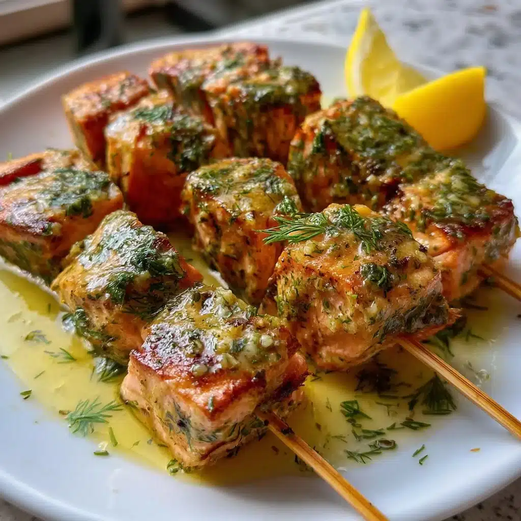 Grilled Salmon Kabobs with Lemon-Dill Butter