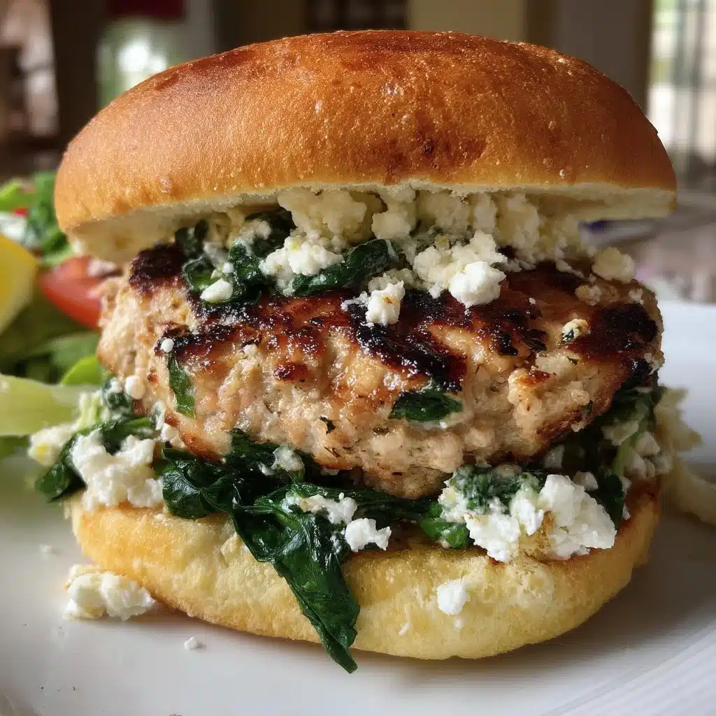 Grilled Turkey Burgers with Feta and Spinach