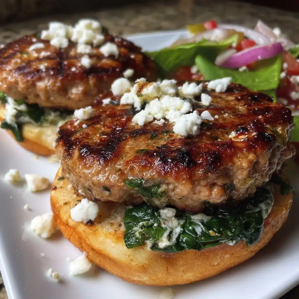 Grilled Turkey Burgers with Feta and Spinach