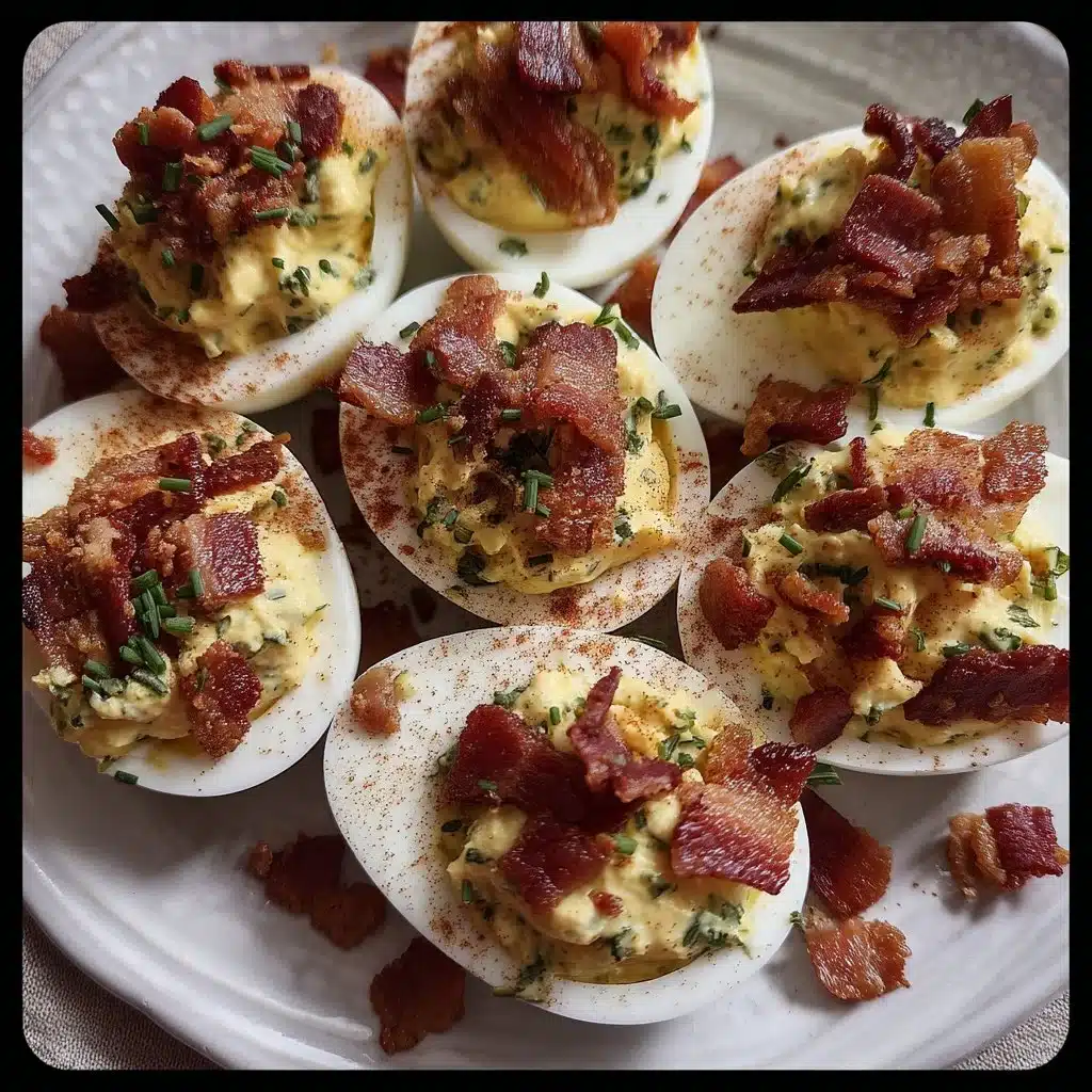 Herb & Dijon Deviled Eggs with Crispy Bacon