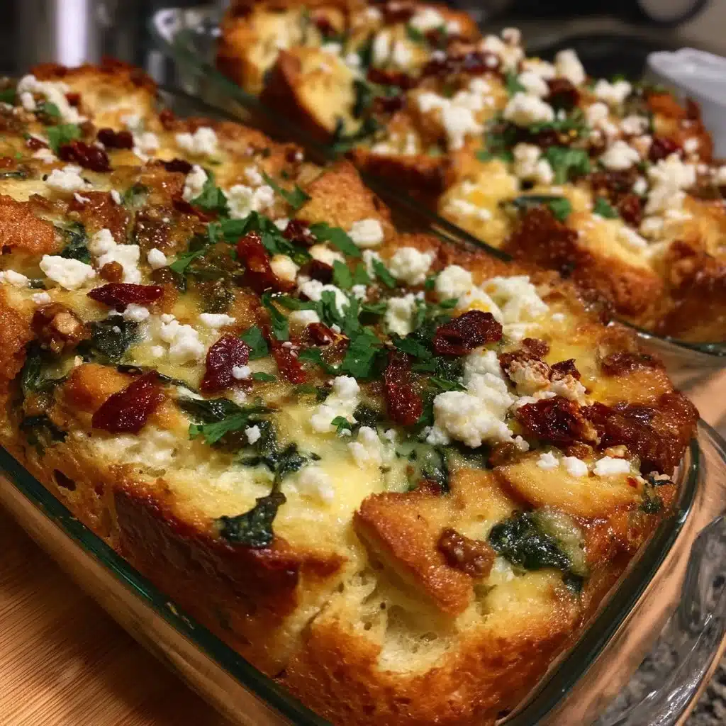 Spinach, Feta & Sun-Dried Tomato Breakfast Strata