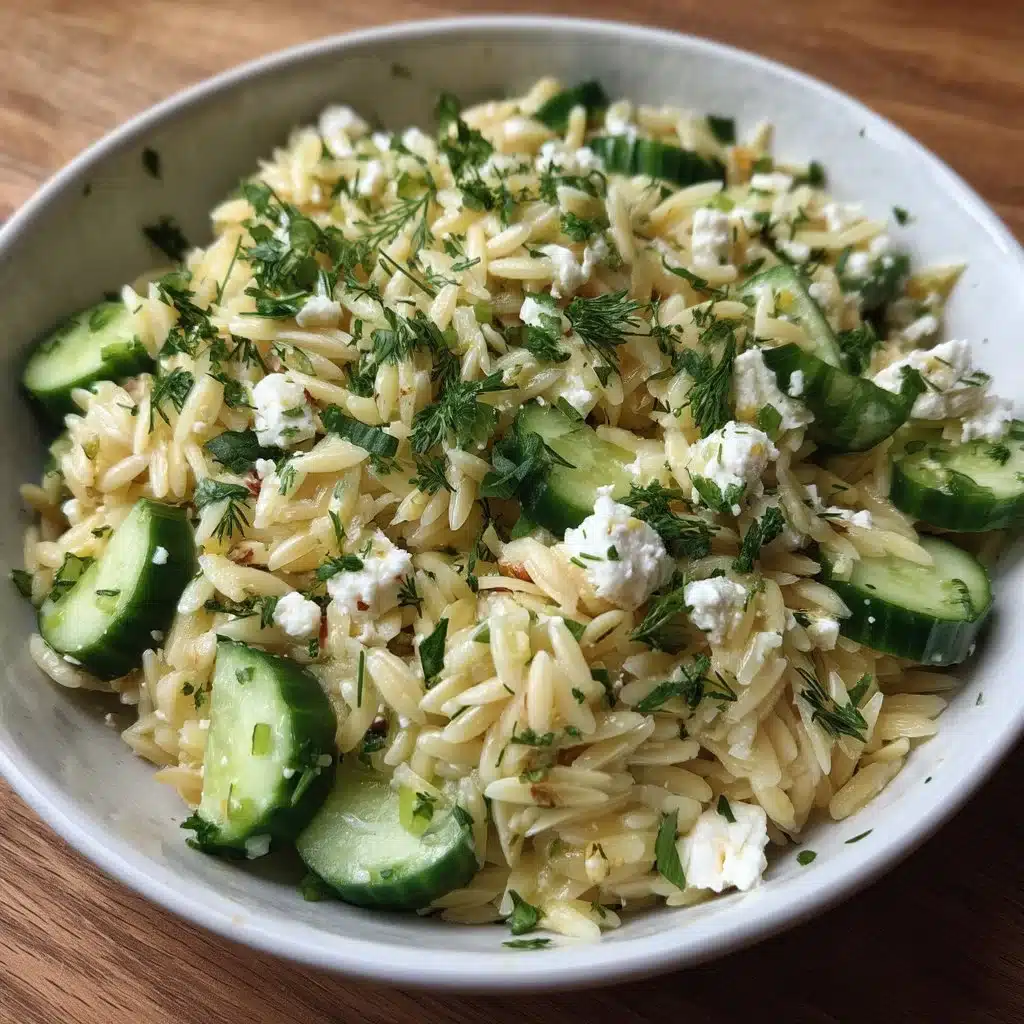Spring Orzo Salad with Lemon, Feta & Cucumber