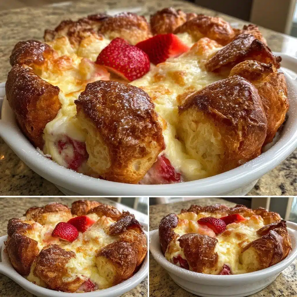 Strawberry Cream Cheese Croissant Breakfast Casserole