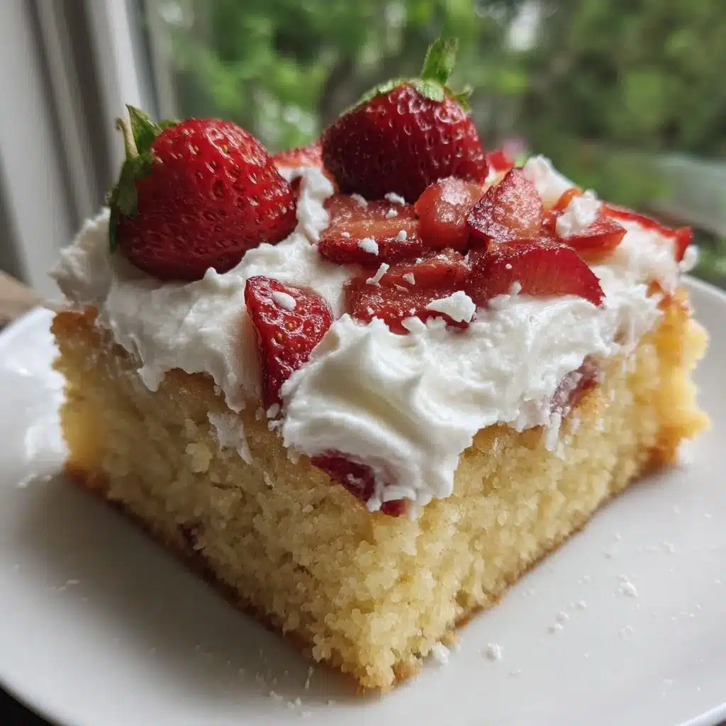 Strawberry Shortcake Sheet Cake with Whipped Cream Frosting