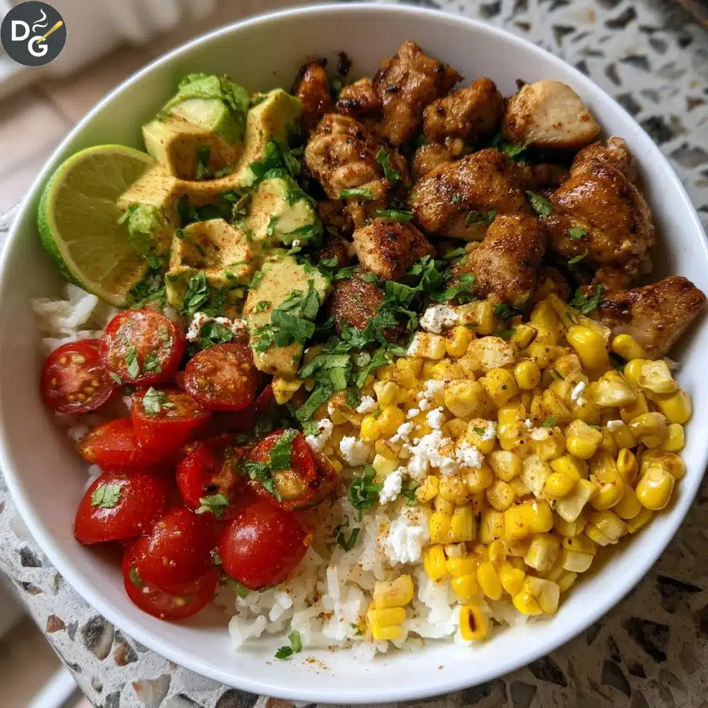 Street Corn Chicken Rice Bowls