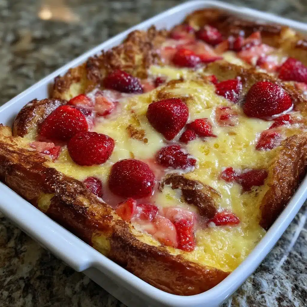 Vanilla Bean Strawberry Overnight French Toast Bake