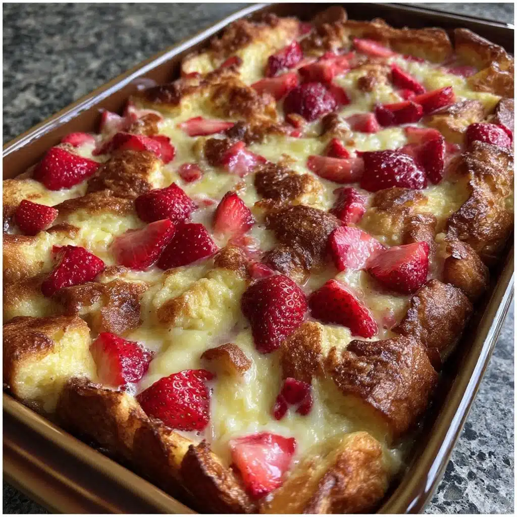 Vanilla Bean Strawberry Overnight French Toast Bake