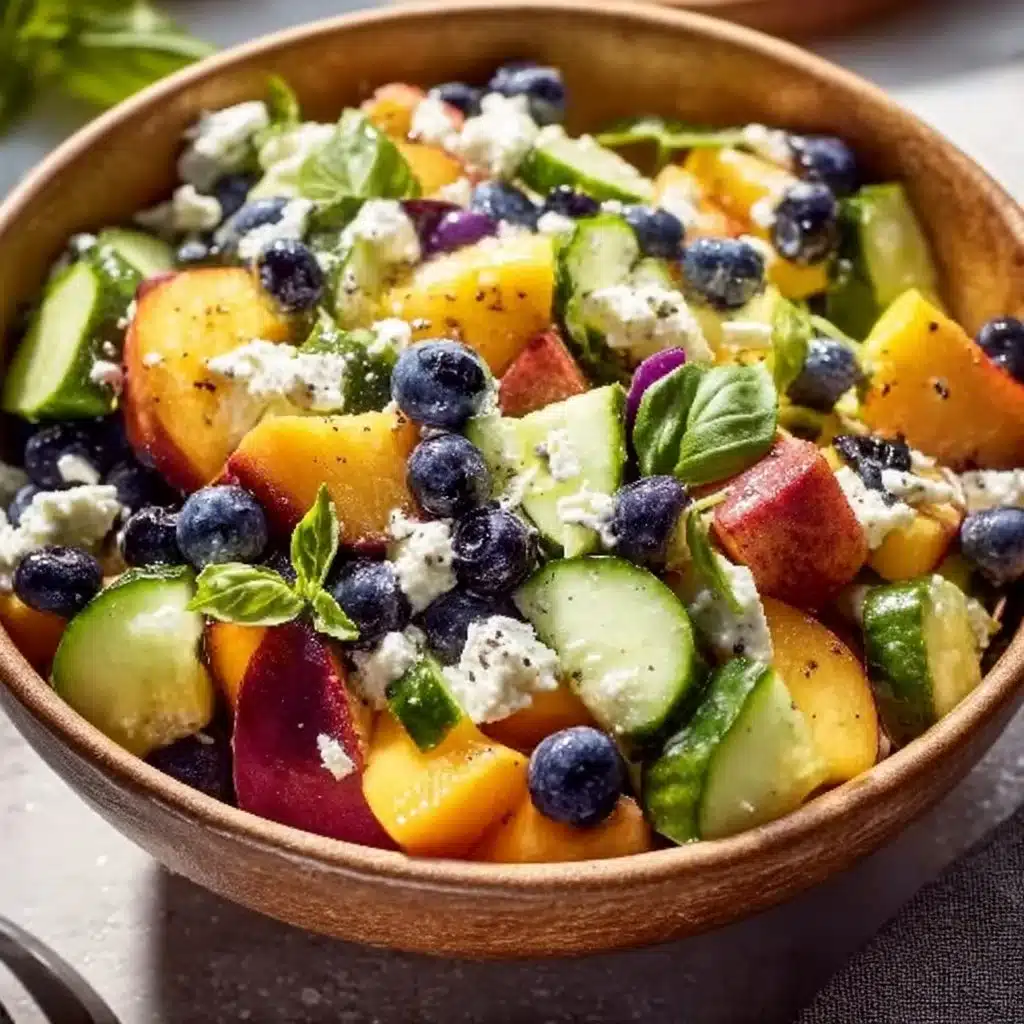 Blueberry Peach Feta Salad has the perfect balance of sweet, salty, and fresh flavors! Tossed in a lemon…