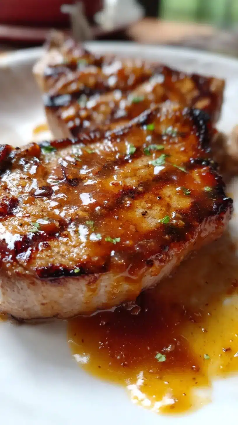 Brown Sugar Grilled Pork Chops with Peach Glaze