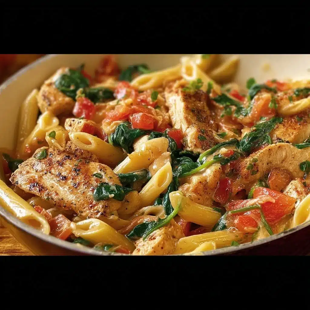 Chicken Penne Pasta with Bacon and Spinach in Creamy Tomato Sauce