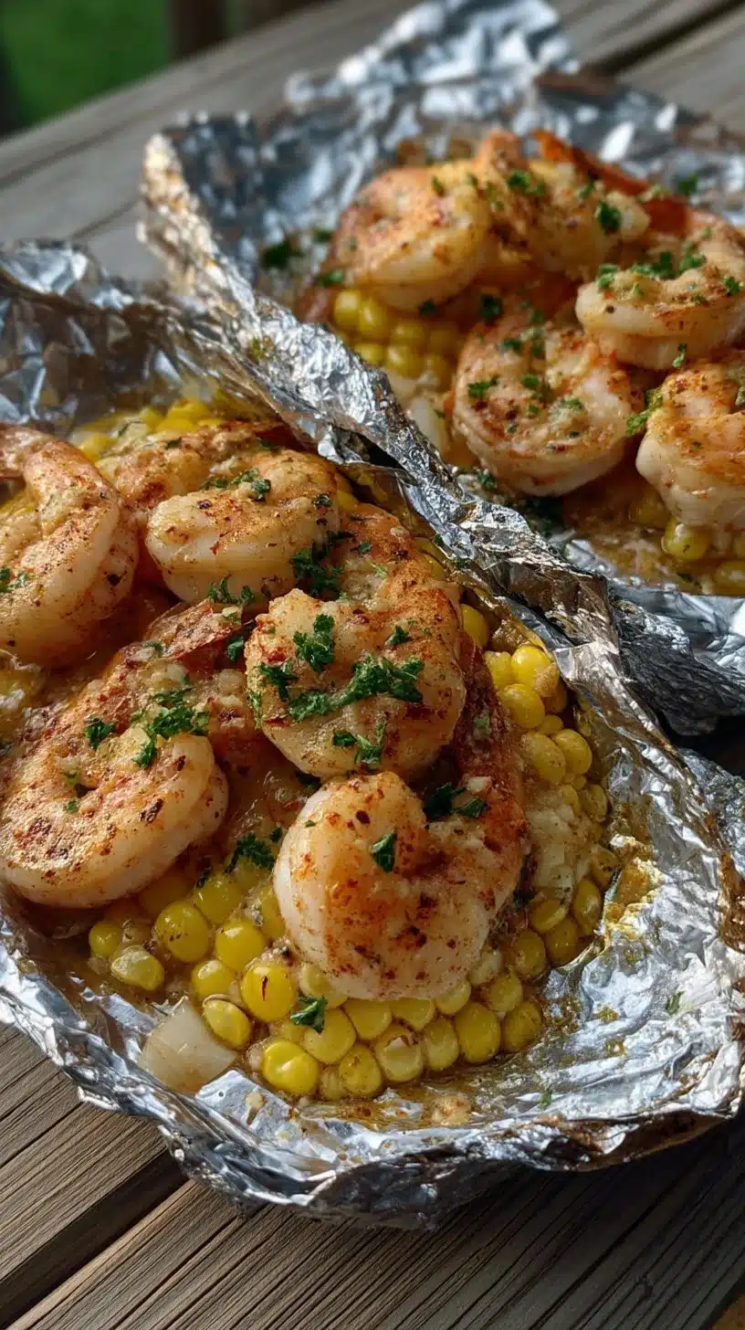 Garlic Butter Shrimp and Corn Foil Packs