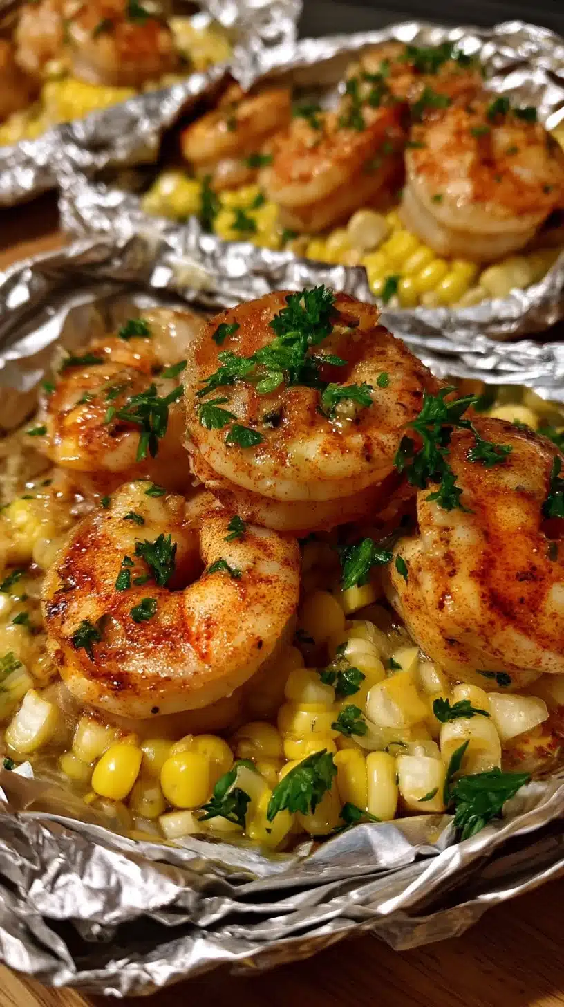 Garlic Butter Shrimp and Corn Foil Packs