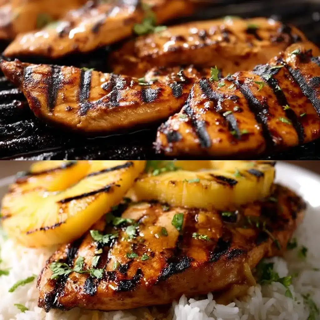 Hawaiian Chicken with Grilled Pineapple and Coconut Rice
