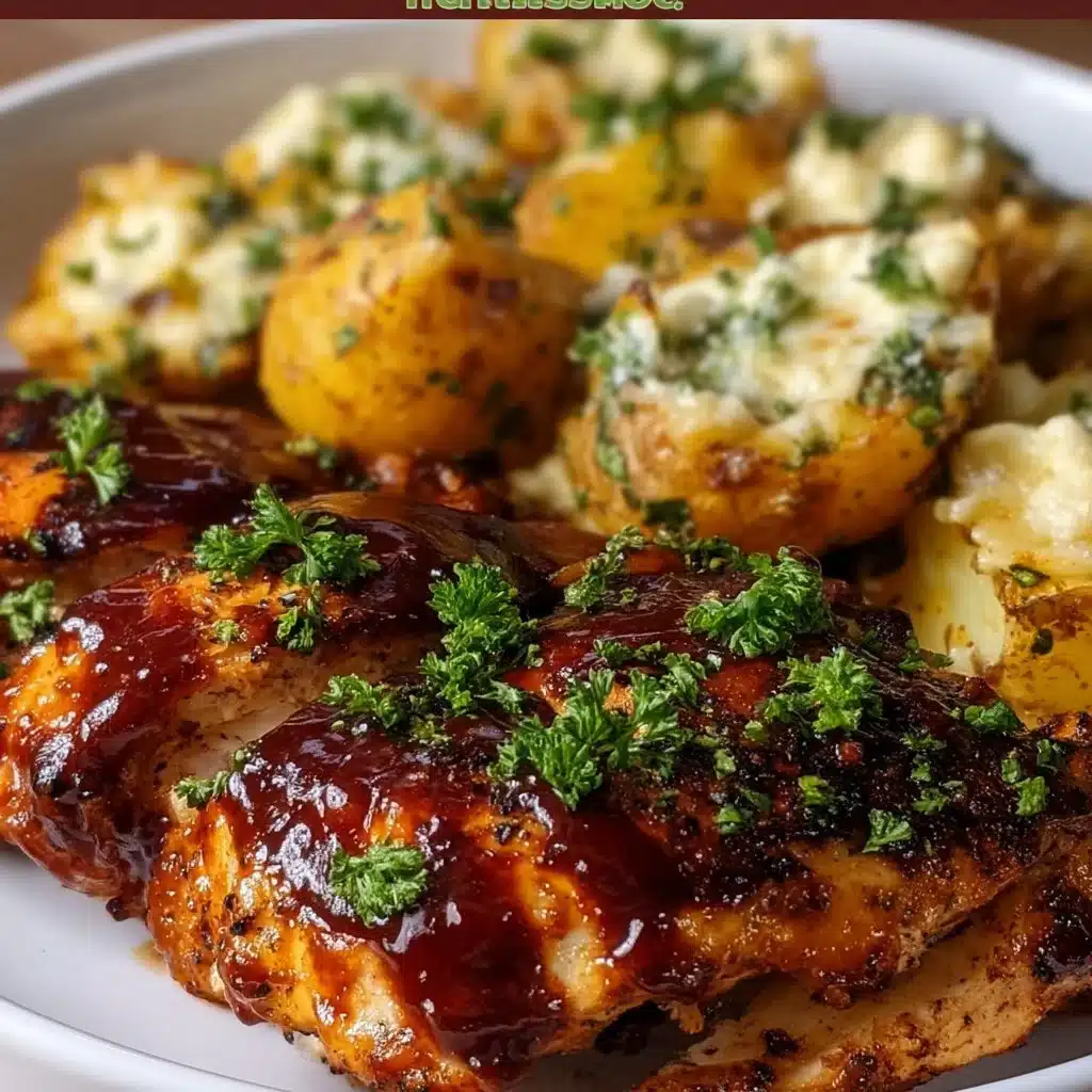Honey BBQ Chicken with Cheesy Garlic Parmesan Potatoes