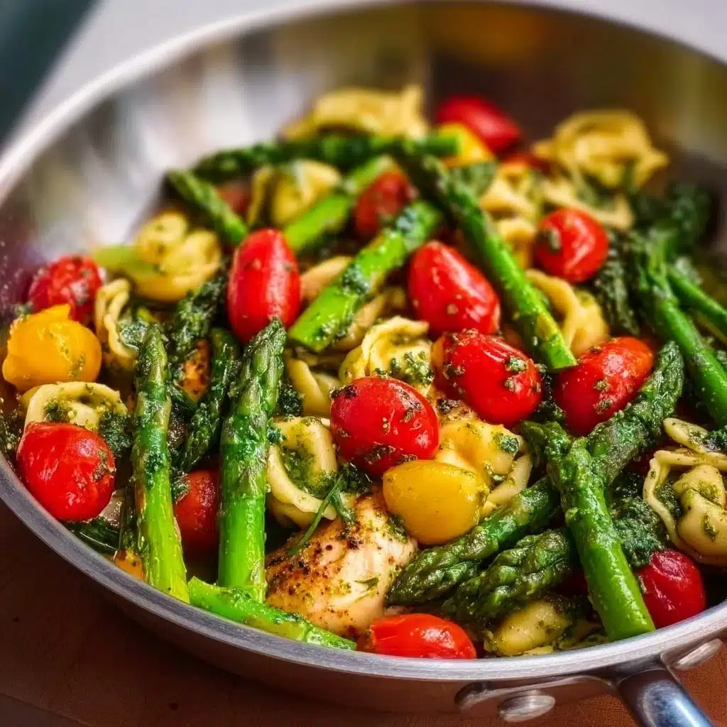 One-Pan Pesto Chicken, Tortellini, and Veggies