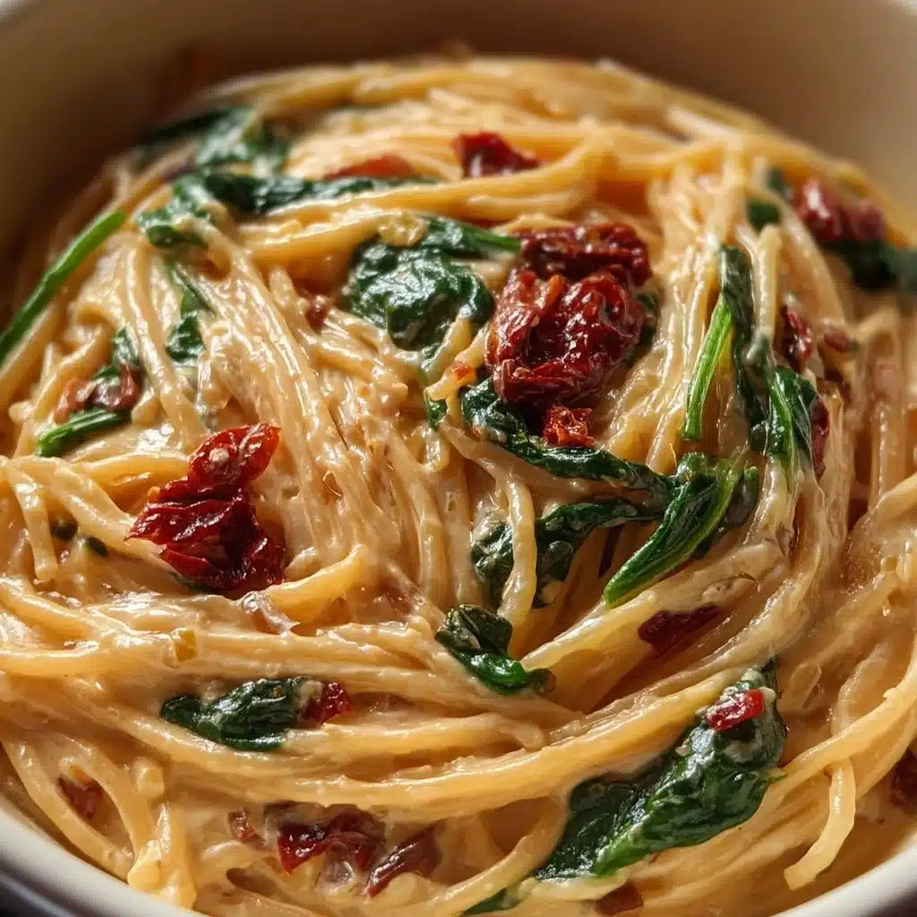 Spaghetti and Spinach with Sun-Dried Tomato Cream Sauce