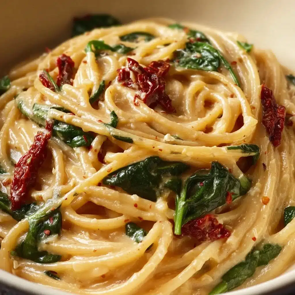 Spaghetti and Spinach with Sun-Dried Tomato Cream Sauce