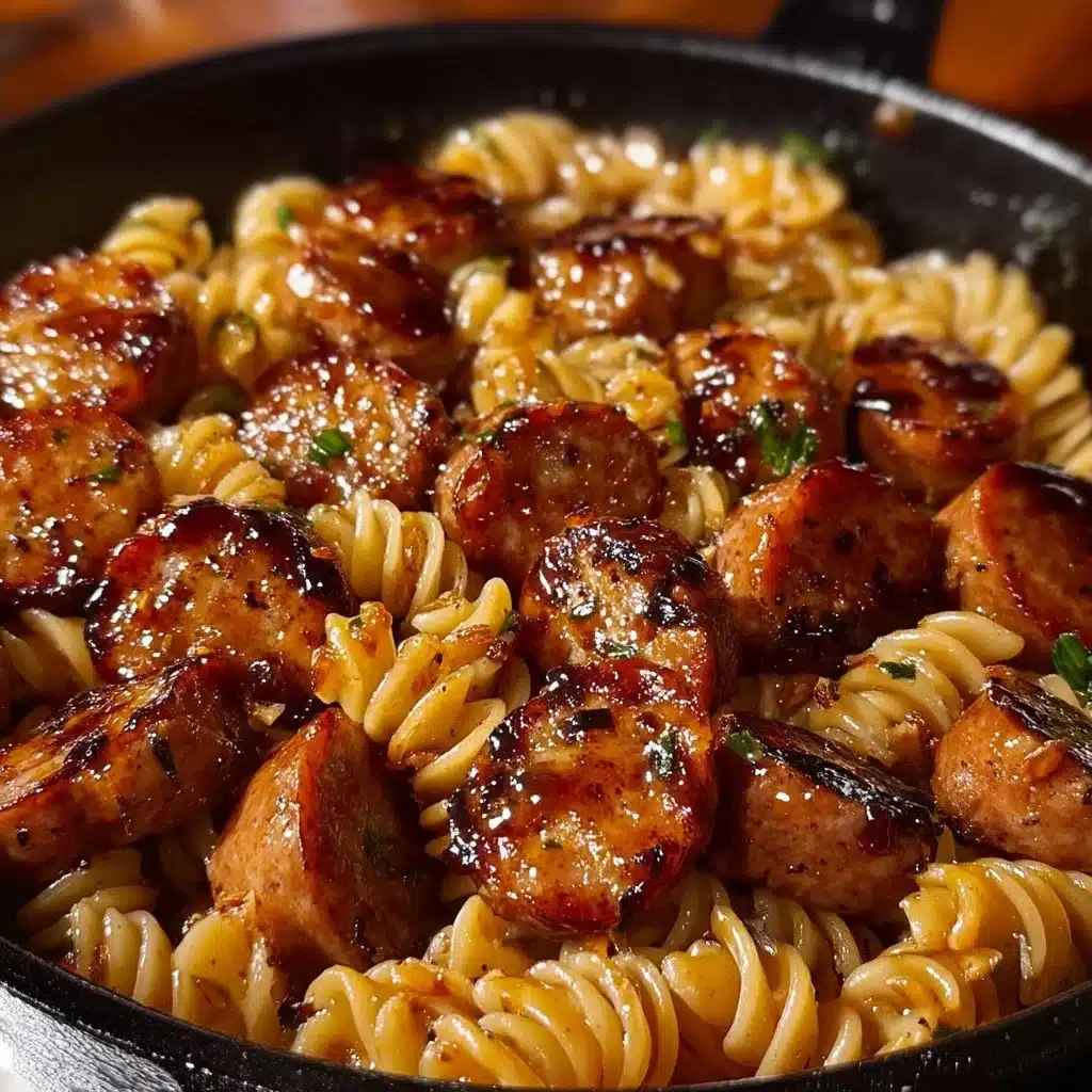Sticky Honey Garlic Sausage Pasta Skillet