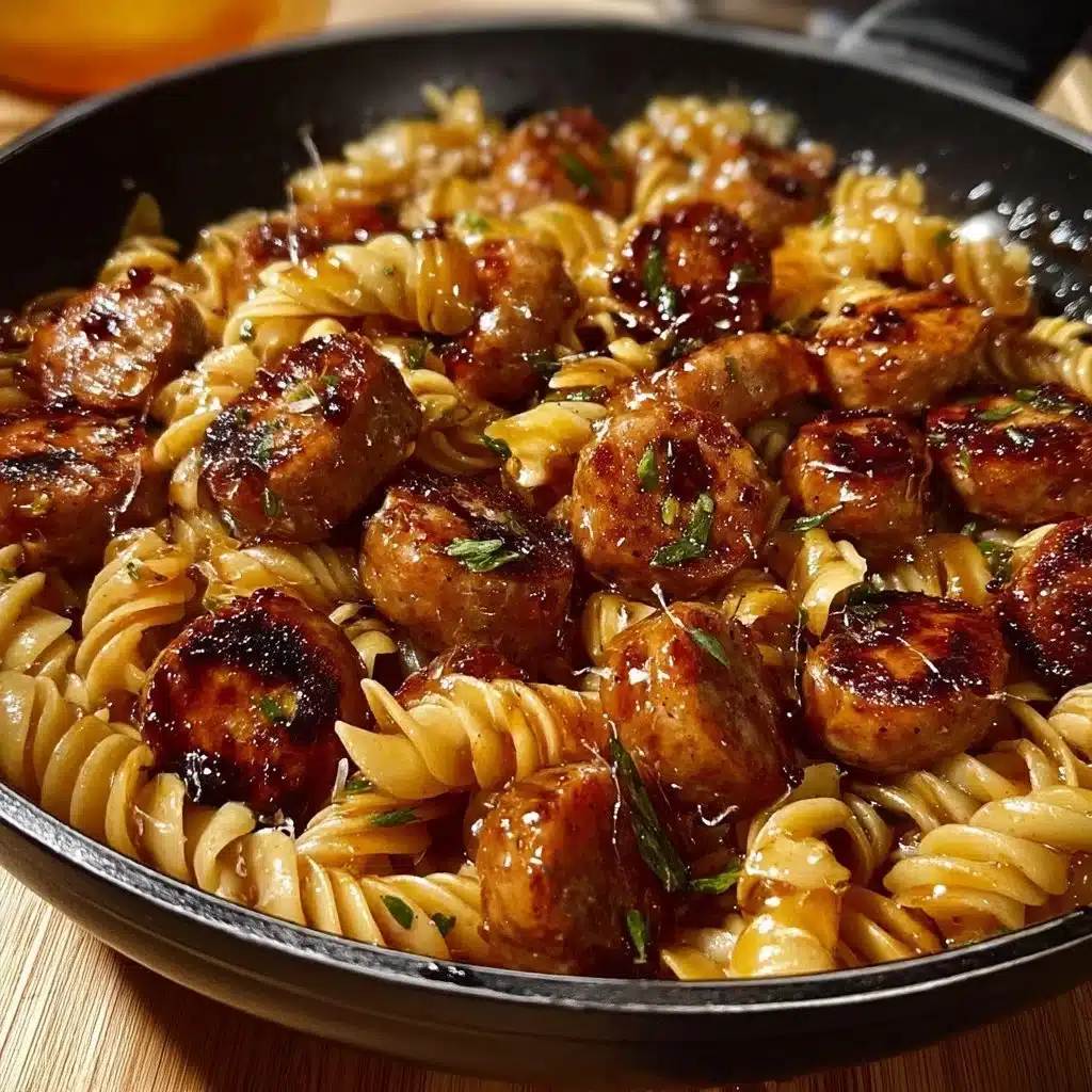Sticky Honey Garlic Sausage Pasta Skillet
