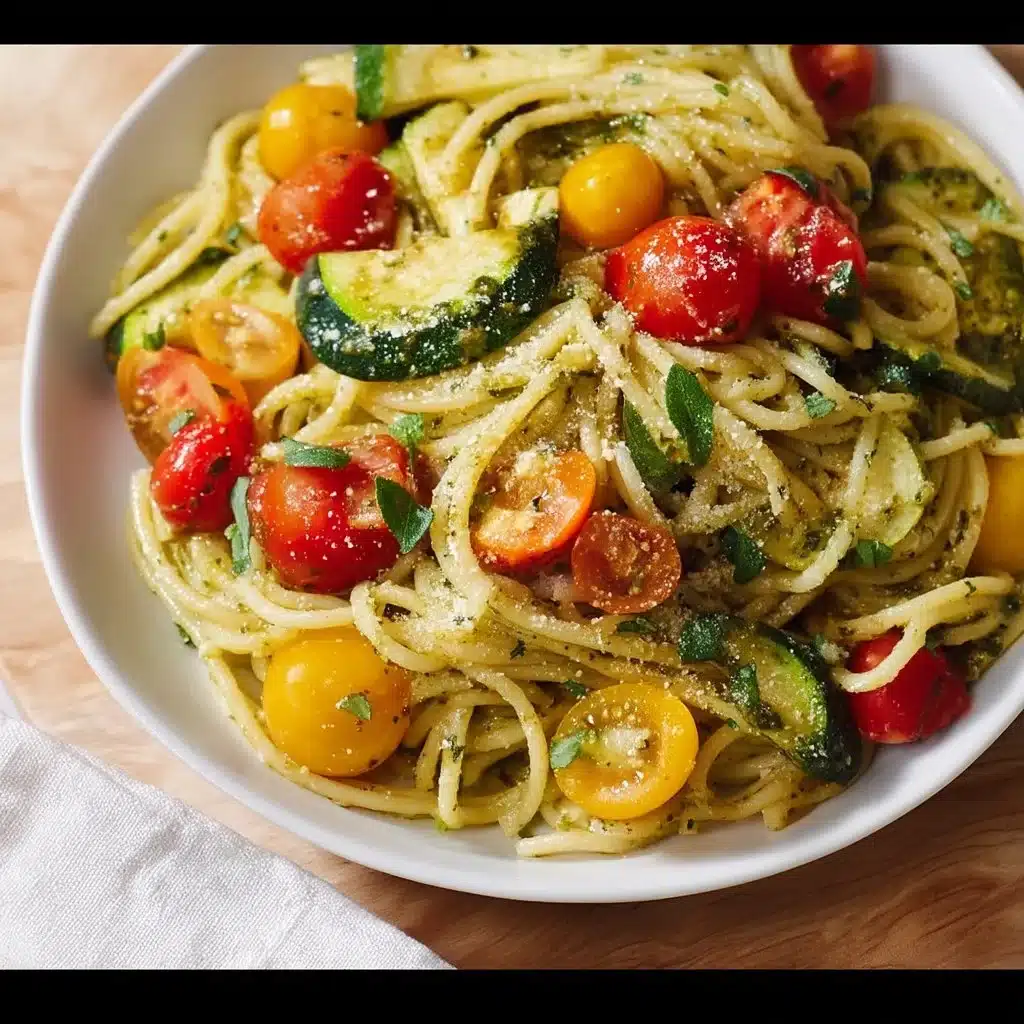 Summer Pasta: Parmesan Zucchini Tomato Chicken Spaghetti