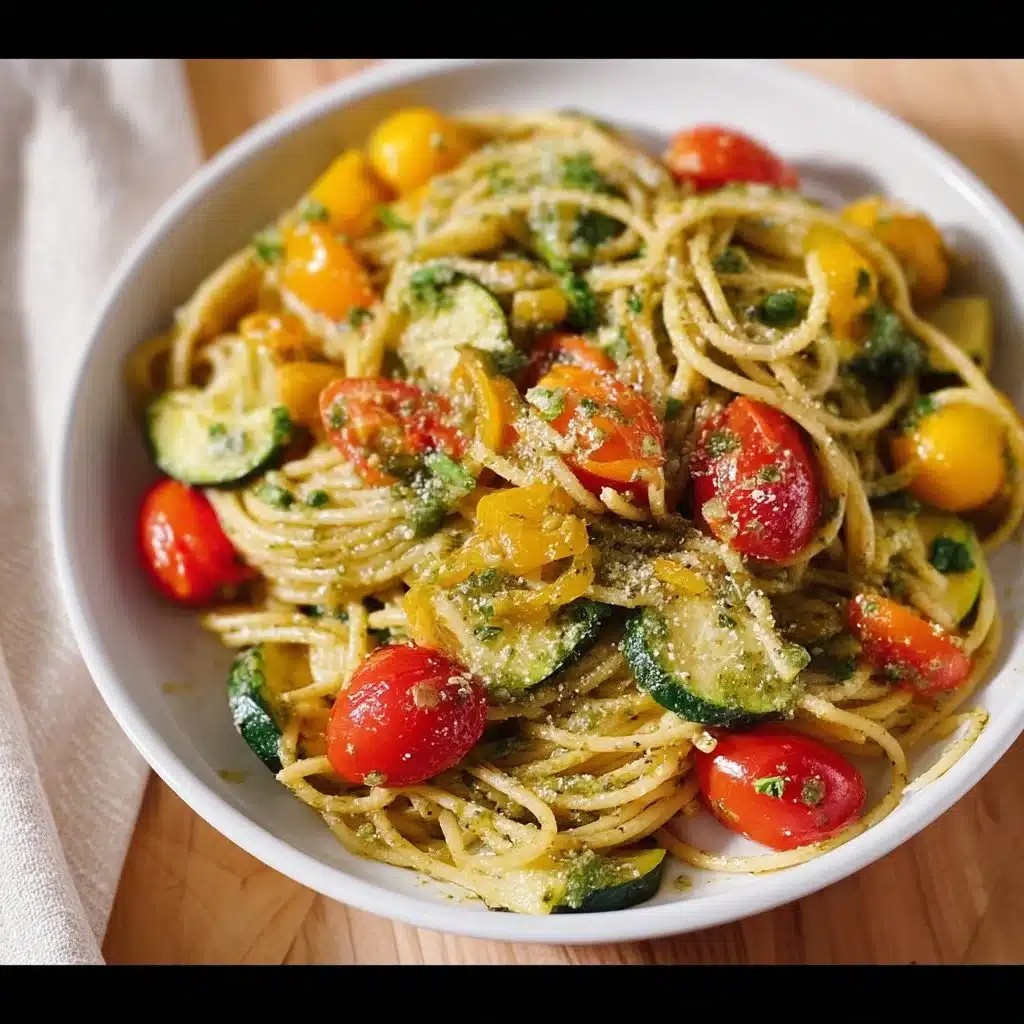 Summer Pasta: Parmesan Zucchini Tomato Chicken Spaghetti
