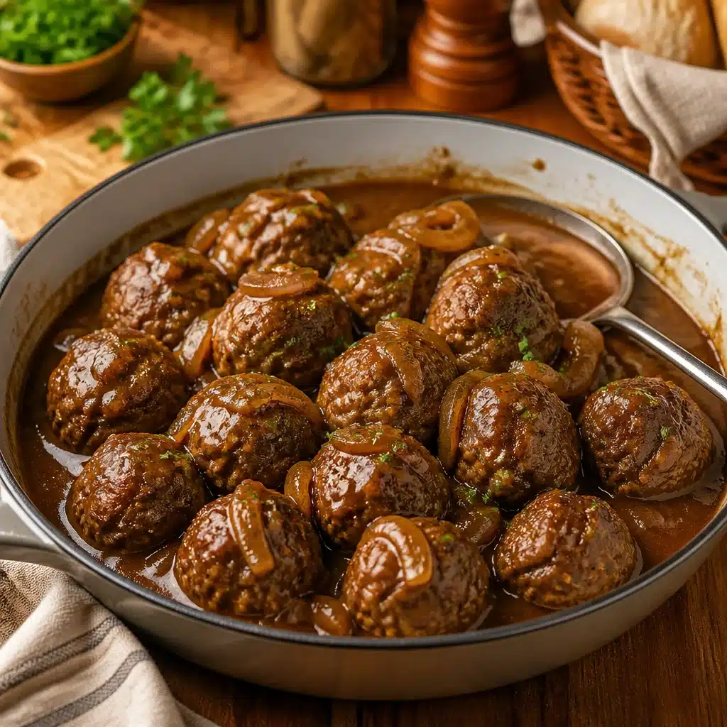 Classic Salisbury Steak Meatballs in Savory Mushroom Gravy