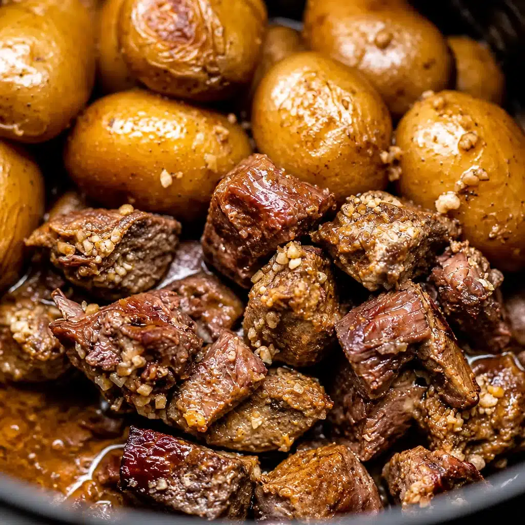 Savory Slow Cooker Garlic Butter Beef Bites with Potatoes