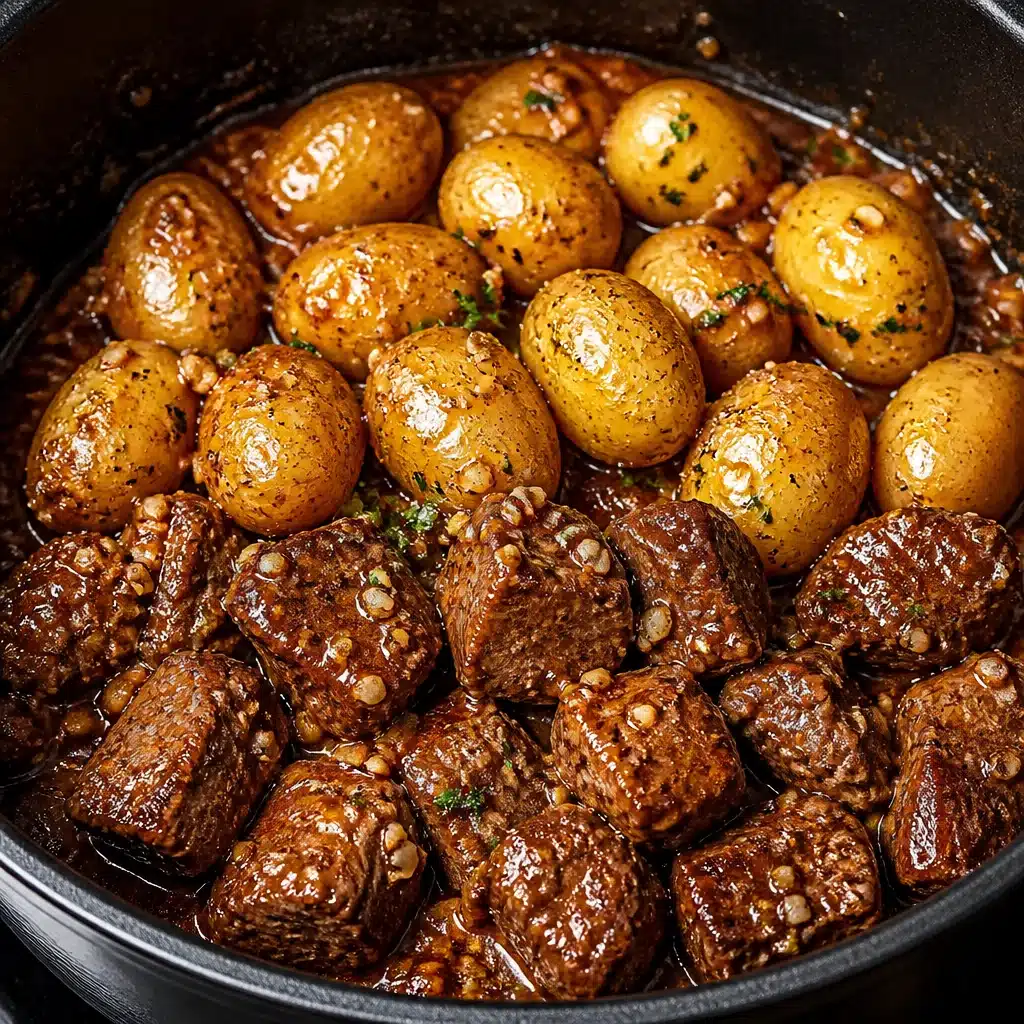 Slow Cooker Garlic Butter Beef Bites with Potatoes