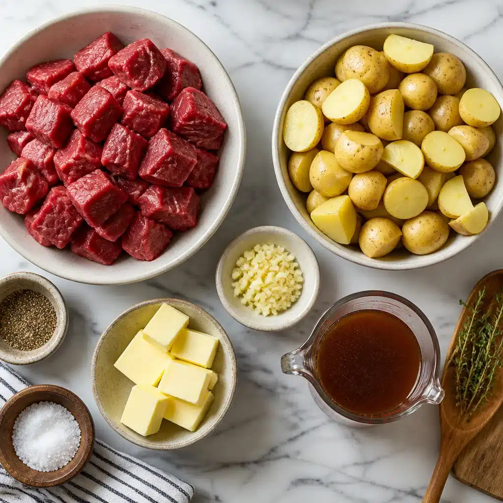 Slow Cooker Garlic Butter Beef Bites with Potatoes