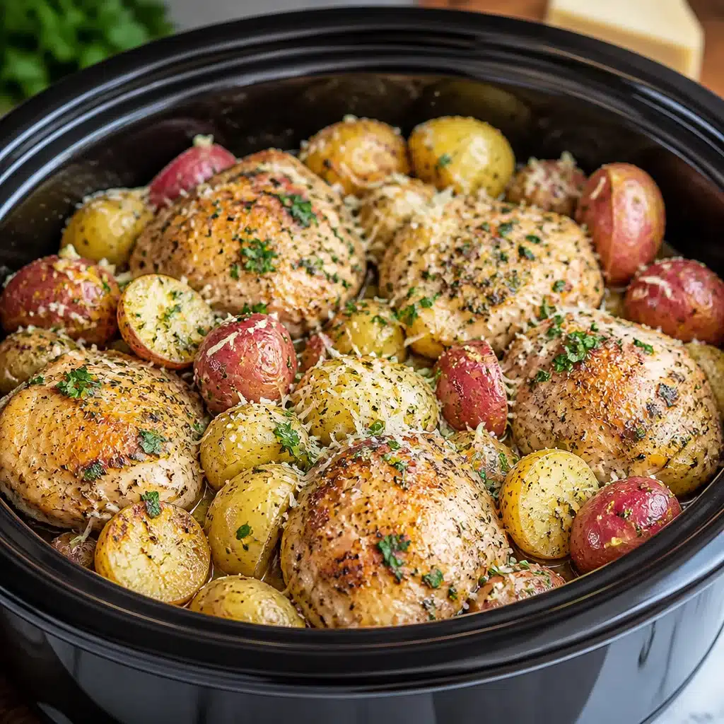 Slow Cooker Garlic Parmesan Chicken and Potatoes