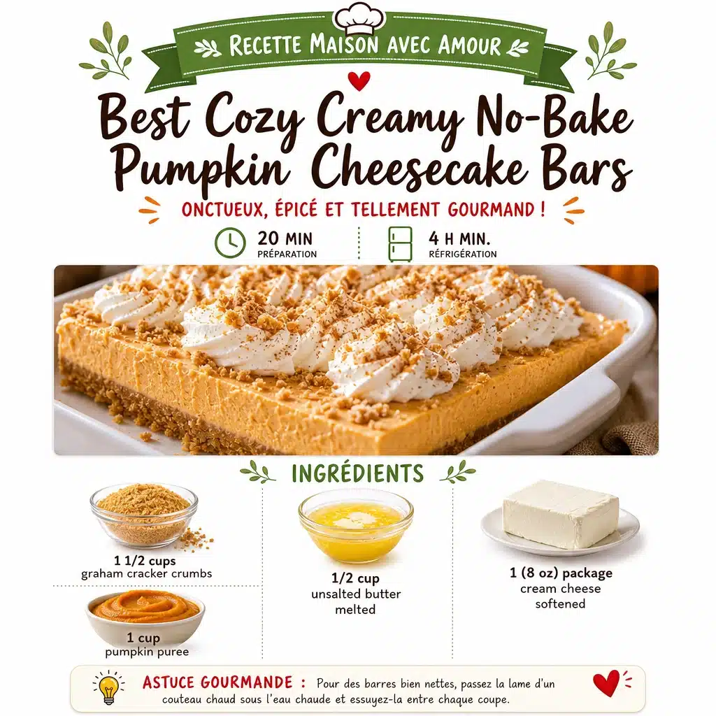 Best Cozy Creamy No-Bake Pumpkin Cheesecake Bars