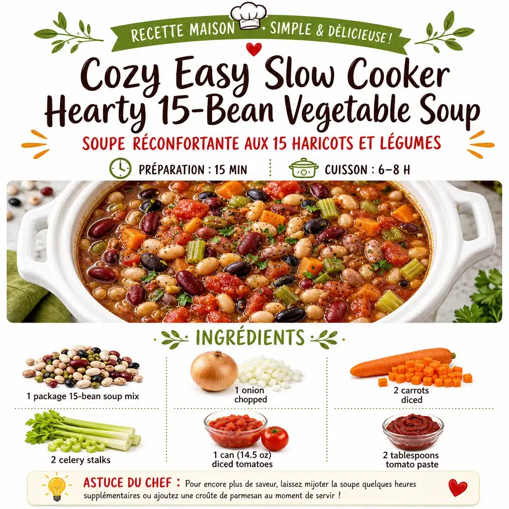 Cozy Best 15-Bean Vegetable Soup Slow Cooker