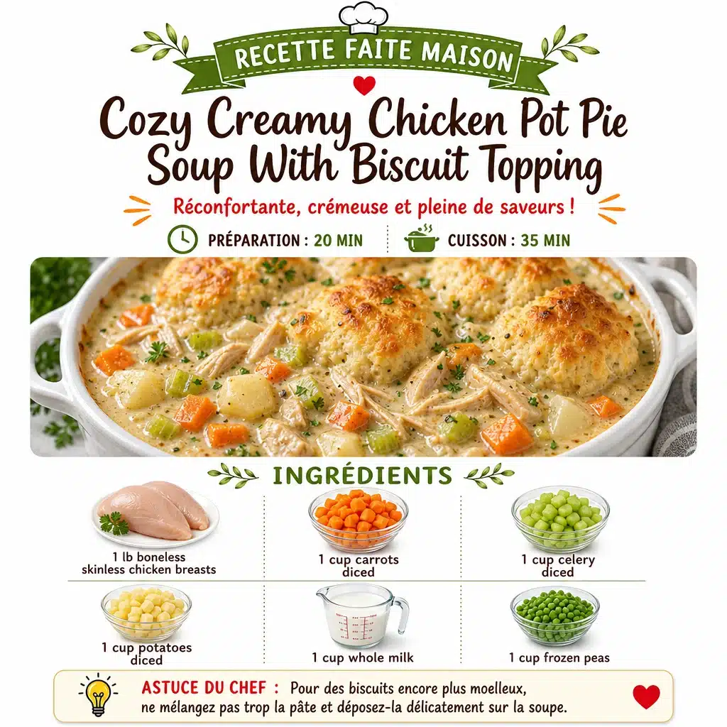 Cozy Creamy Chicken Pot Pie Soup With Biscuit Topping