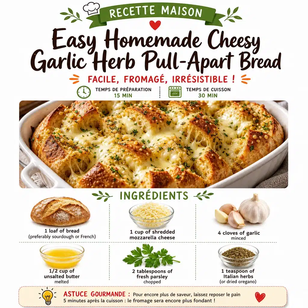 Cozy Easy Homemade Cheesy Garlic Herb Pull-Apart Bread
