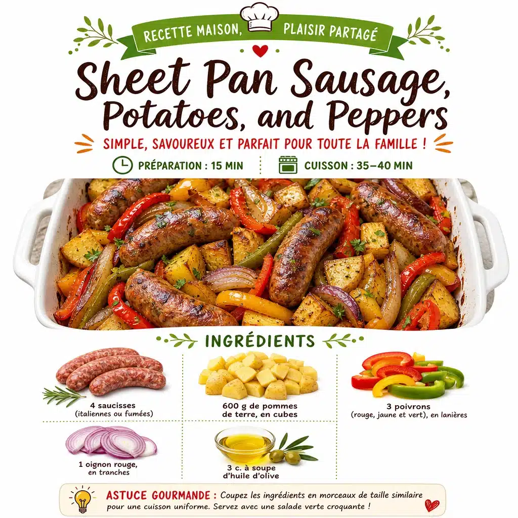 Cozy Easy Sheet Pan Sausage, Potatoes, and Peppers