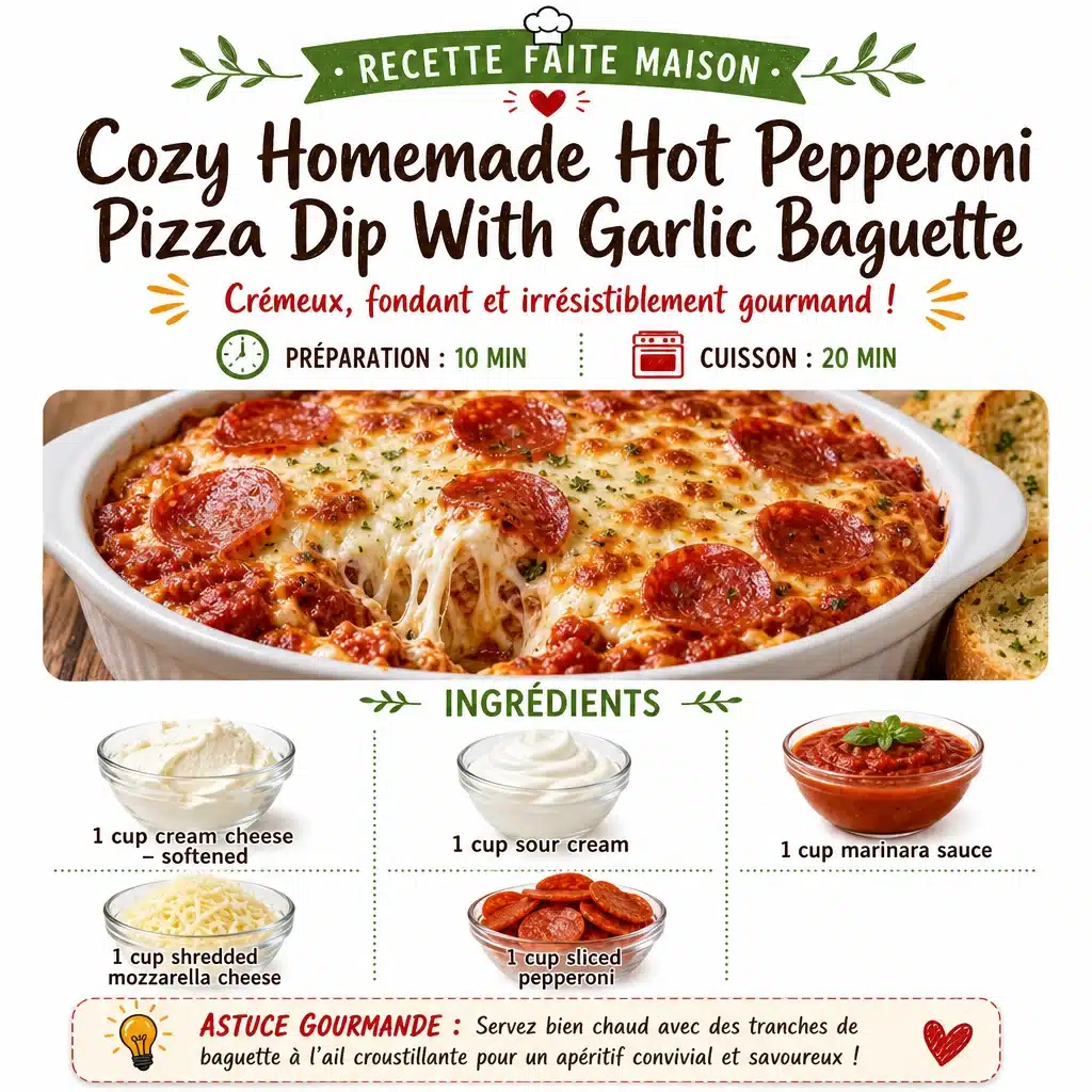 Cozy Homemade Hot Pepperoni Pizza Dip With Garlic Baguette